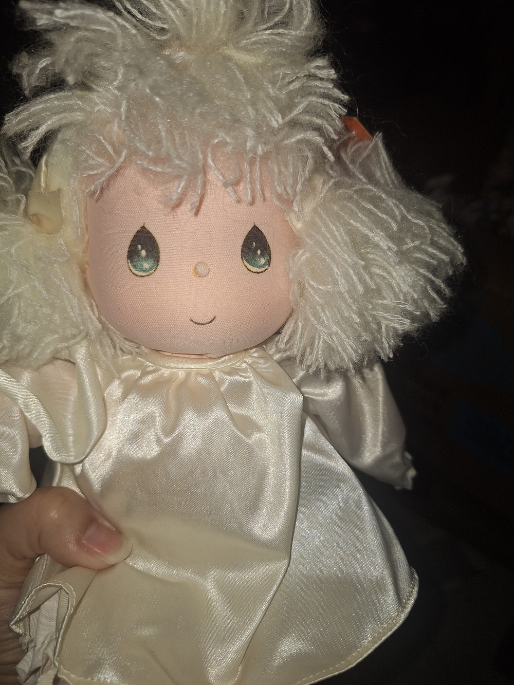 Precious Moments Cream and White Cloth Doll with Yarn Hair